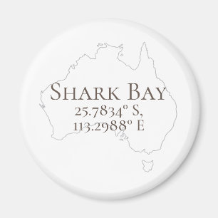 Shark Bay Australia Latitude & Longitude Magnet