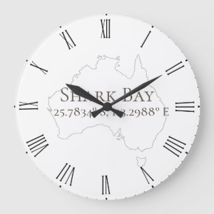 Shark Bay Latitude & Longitude Large Clock