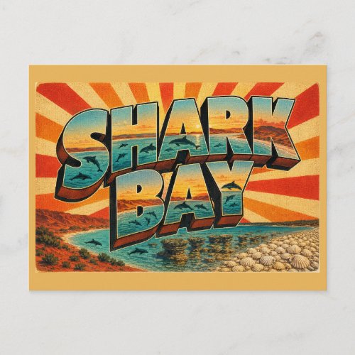 Shark Bay WA Vintage Travel Art Postcard