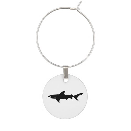 Shark  Beware of Sharks Drawing Wine Glass Charm