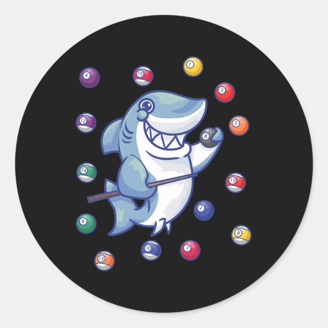 Shark Billiard Player I Pool Billiard I Snooker I  Classic Round Sticker (Front)