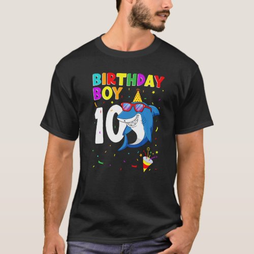 Shark Birthday 10 Years Old 10th Birthday Matching T_Shirt