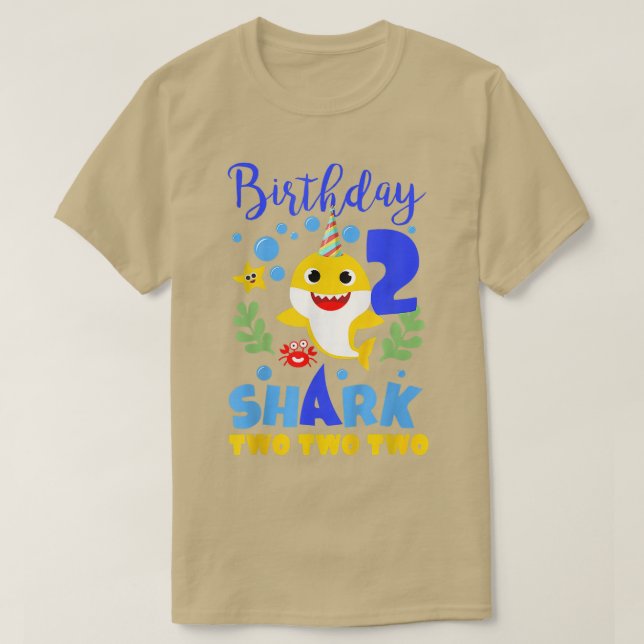 Shark Birthday 2 Years Old 2nd Birthday Matching F T-Shirt (Design Front)