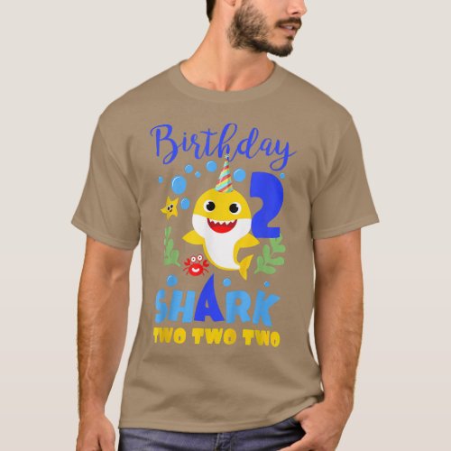 Shark Birthday 2 Years Old 2nd Birthday Matching F T_Shirt