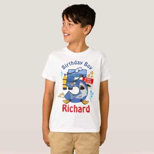Shark Birthday Boy Fifth T_Shirt