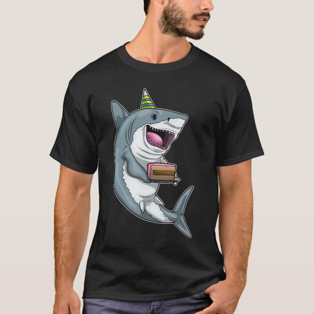 Shark Birthday Cake T-Shirt (Front)