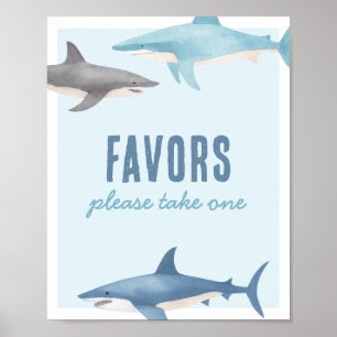 Shark Birthday Favors Sign