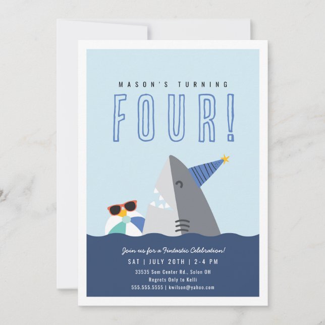 Shark Birthday Invitaiton  Invitation (Front)