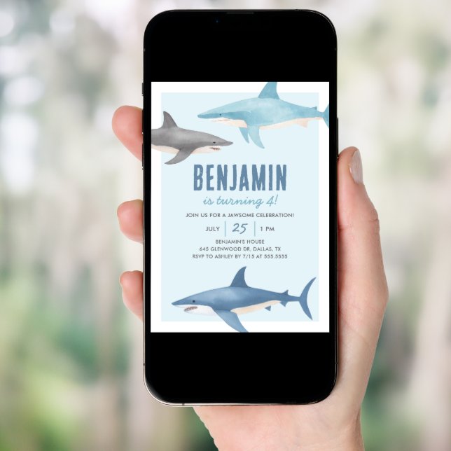 Shark Birthday Invitation (Front Digital)