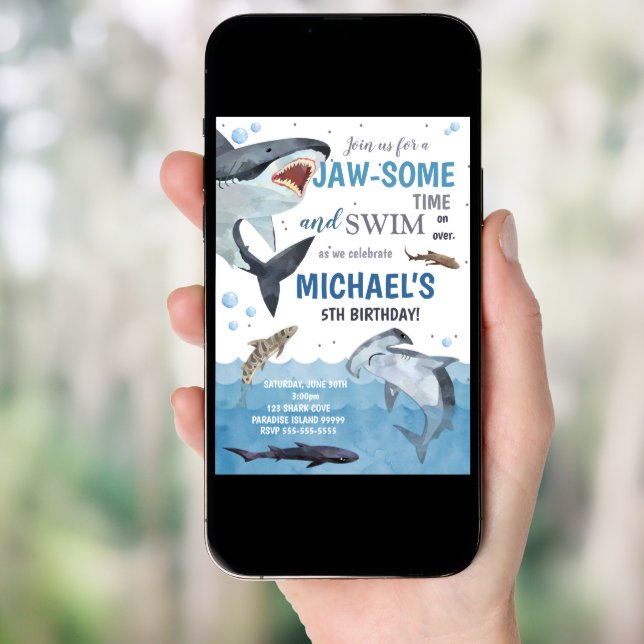 Shark Birthday Invitation (Front Digital)