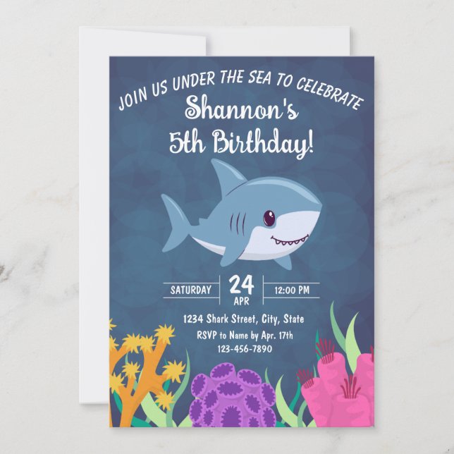 Shark Birthday Invitation (Front)