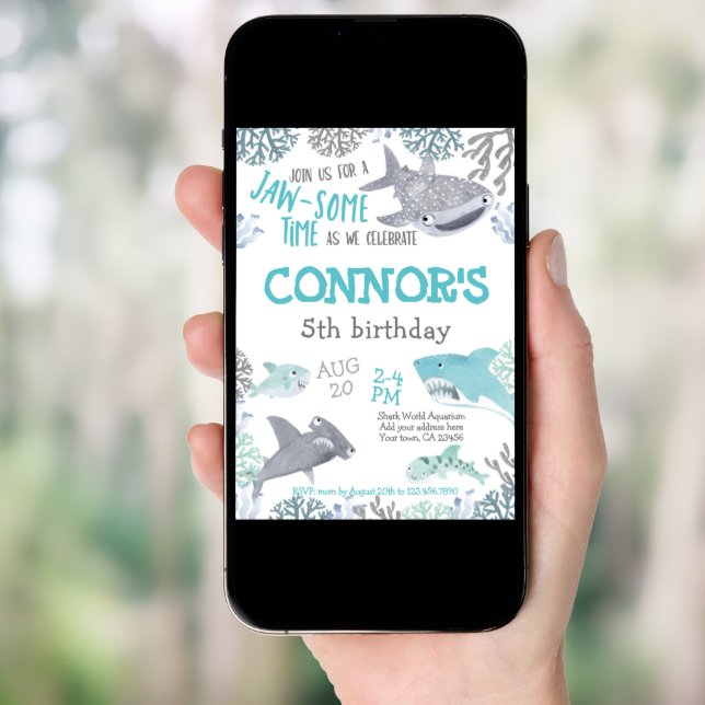 Shark Birthday Invitation (Front Digital)