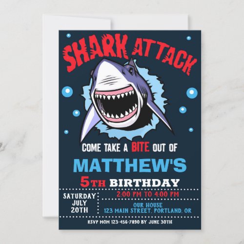Shark birthday invitation
