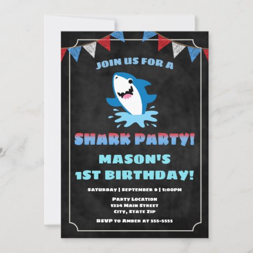 Shark Birthday Invitation Baby Shark