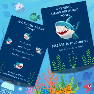 Shark Birthday Invitation Boy   Editable 