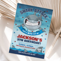 Shark Birthday Invitation, Boy Under the Sea Party