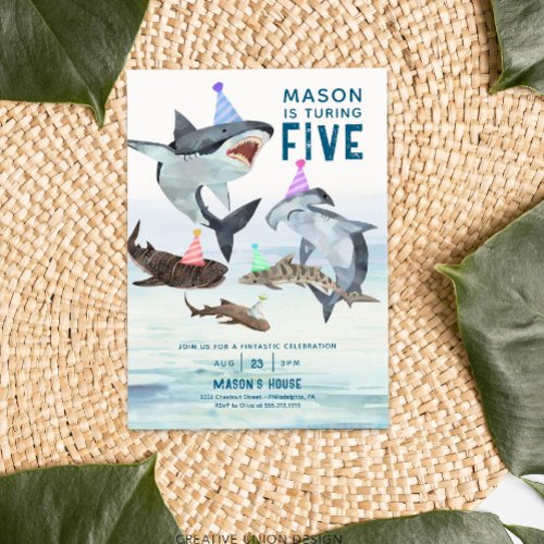 Shark Birthday Invitation Pool Party Kids Birthday