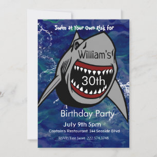Shark Birthday Invitation, Shark Attack, Invitation