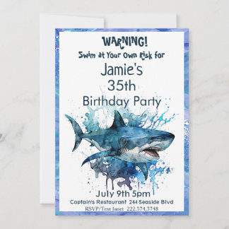 Shark Birthday Invitation, Shark Attack, Invitation