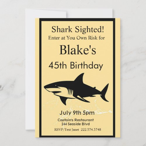 Shark Birthday Invitation Shark Attack Invitation