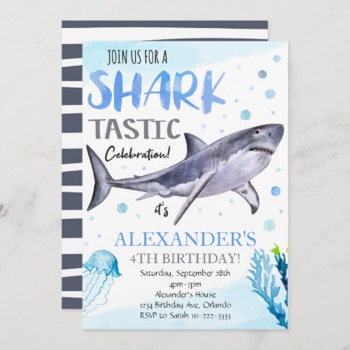 Shark Birthday Invitation Shark Invite