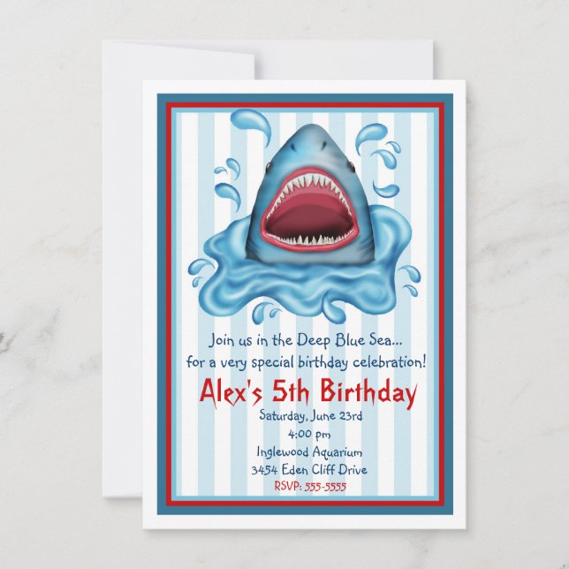 Shark Birthday Invitations (Front)