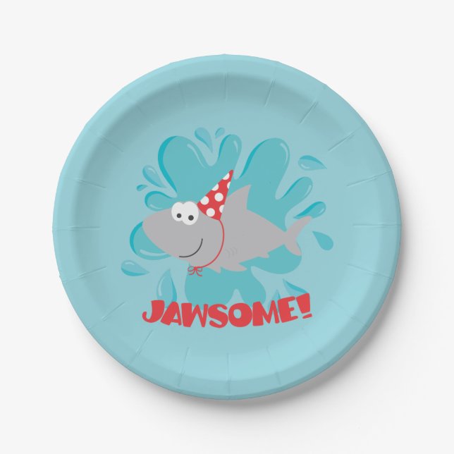 Shark Birthday Paper Plates (Front)