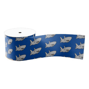 Shark birthday Party Blue Grosgrain Ribbon