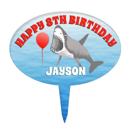 Shark Birthday Party Cake Topper