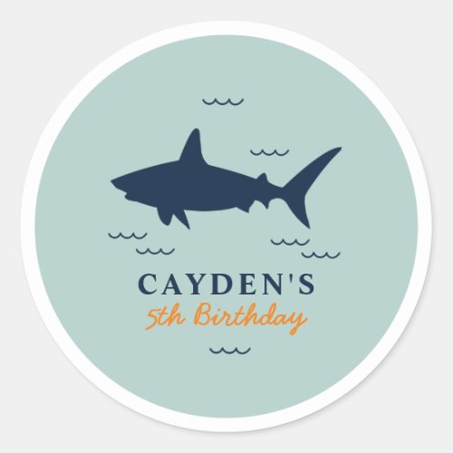 Shark birthday Party Classic Round Sticker