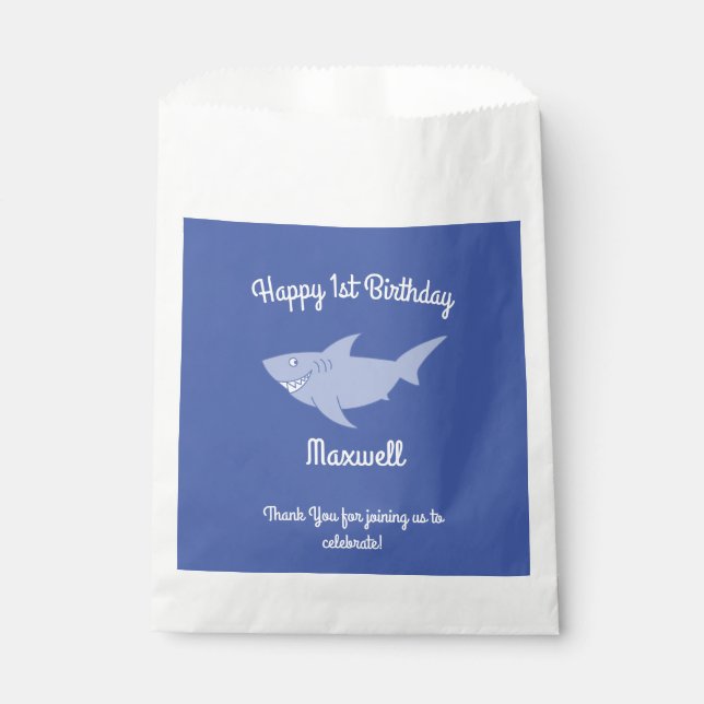 Shark Birthday Party Favor Bag (Front)