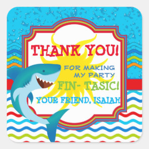 Shark Birthday Party Favor Tag Sticker
