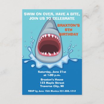 Shark Birthday Party Invitaitons Invitation by AnnounceIt at Zazzle