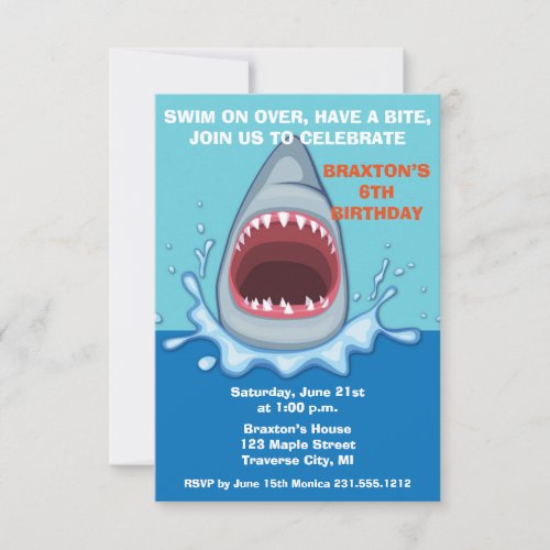 Shark Birthday Party Invitaitons Invitation