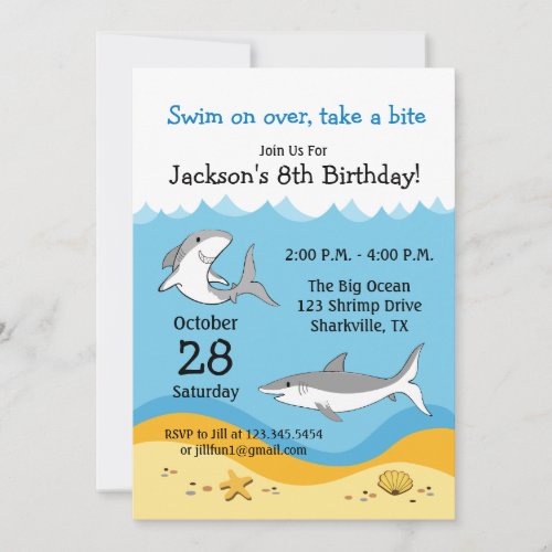 Shark Birthday Party Invitation
