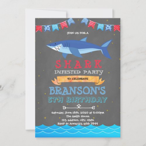 Shark Birthday Party invitation