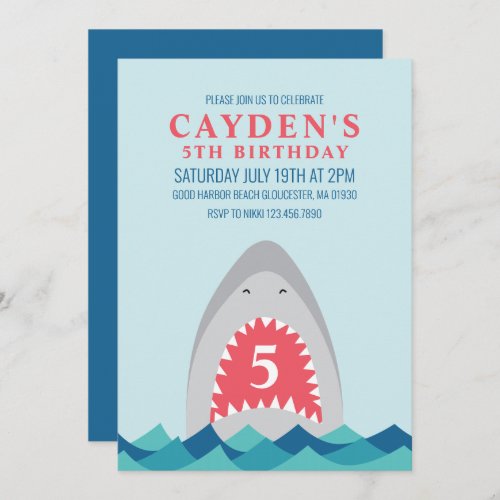 Shark birthday Party Invitation