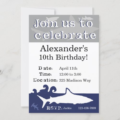 Shark Birthday Party Invitation