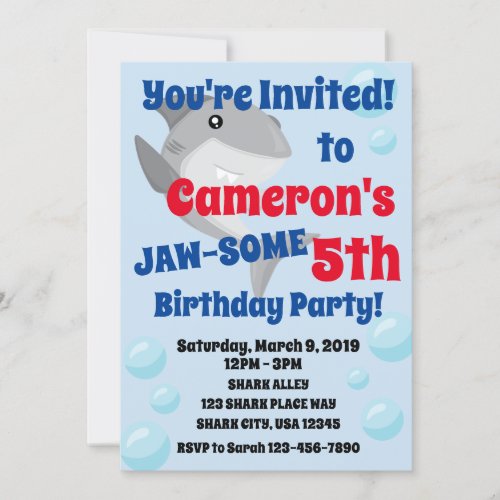 Shark Birthday Party Invitation for Boys Jaw_Some