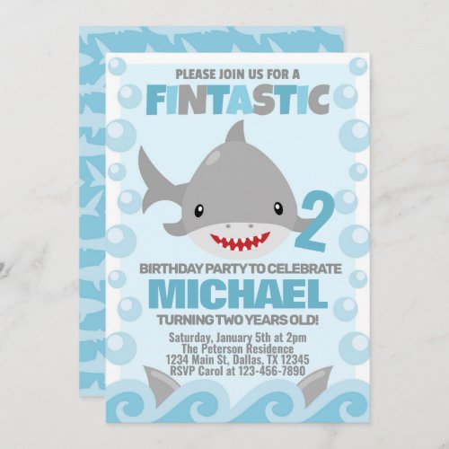 Shark Birthday Party Invitation Invite