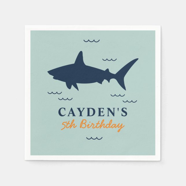 Shark birthday Party Invitation Napkins (Front)