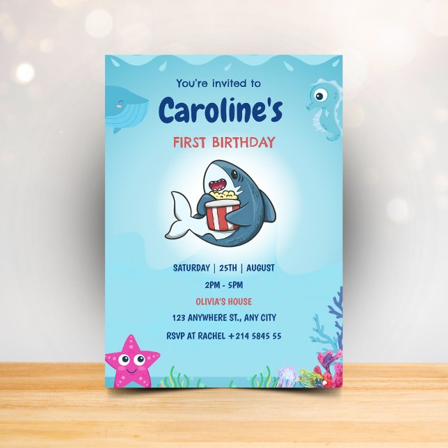 Shark Birthday Party Invitations for Kids (Creator Uploaded)
