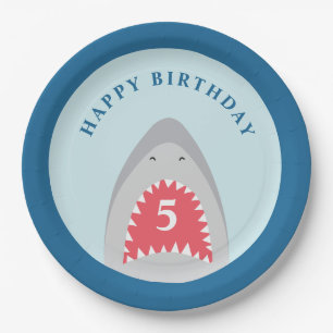 Shark birthday Party Paper Plates