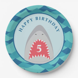 Shark birthday Party Paper Plates