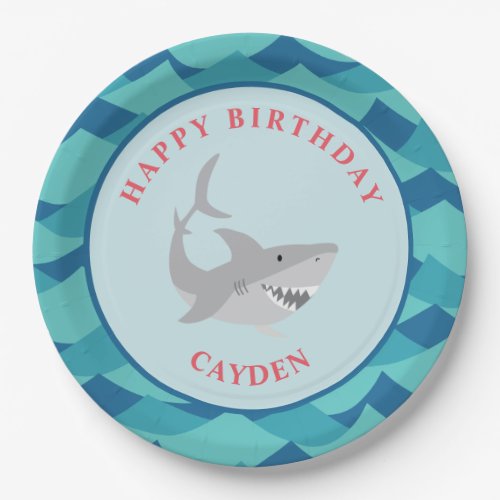 Shark birthday Party Paper Plates