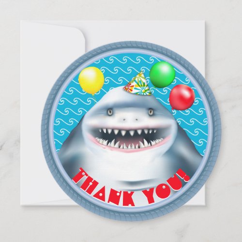 Shark Birthday Party Thank You Card