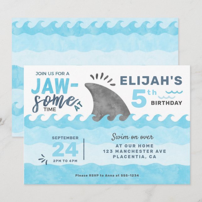 Shark Birthday Party Under the Sea Invitation (Front/Back)