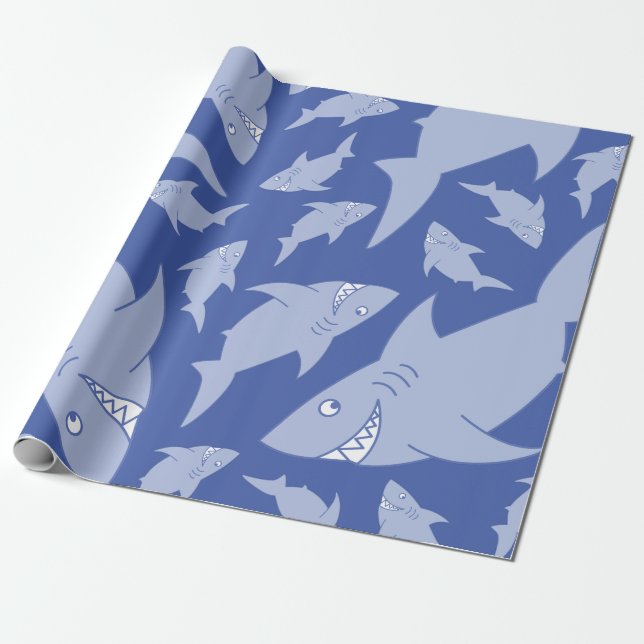 Shark Birthday Party Wrapping Paper (Unrolled)