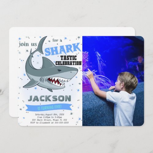 Shark Birthday Photo Invitation