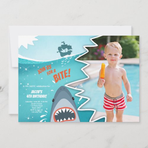 Shark Birthday Pool party boy Shark Bite Bait Swim